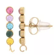 Clous d'oreilles barre et oxydes de zirconium 17.5x3 mm - Acier inox 304L Doré x2