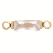 Intercalaire rectangle 13.5x3 mm et CZ - Acier inox 316L Doré - Crystal