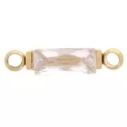 Intercalaire rectangle 13.5x3 mm et CZ - Acier inox 316L Doré - Crystal