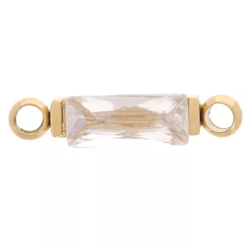Intercalaire rectangle 13.5x3 mm et CZ - Acier inox 316L Doré - Crystal