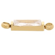 Intercalaire rectangle 13.5x3 mm et CZ - Acier inox 316L Doré - Crystal