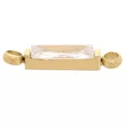 Intercalaire rectangle 13.5x3 mm et CZ - Acier inox 316L Doré - Crystal