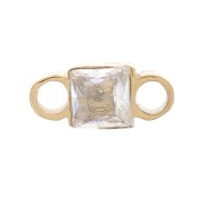 Intercalaire carré 6x3 mm oxyde de zirconium - Acier inox 304 Doré - Crystal x1