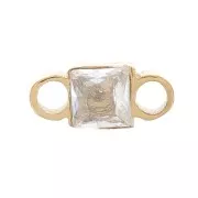 Intercalaire carré 6x3 mm oxyde de zirconium - Acier inox 304 Doré - Crystal x1