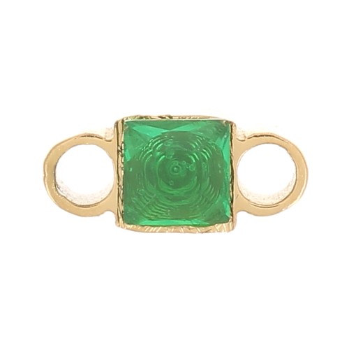 Intercalaire carré 6x3 mm oxyde de zirconium - Acier inox 316L Doré - Vert x1