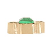 Intercalaire carré 6x3 mm oxyde de zirconium - Acier inox 316L Doré - Vert x1