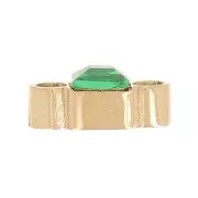 Intercalaire carré 6x3 mm oxyde de zirconium - Acier inox 316L Doré - Vert x1