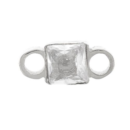 Intercalaire carré 6x3 mm oxyde de zirconium - Acier inoxydable 316L - Crystal x1