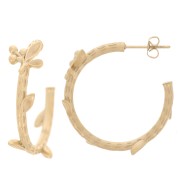 Créoles ouvertes 27 mm avec petites feuilles - Acier Inoxydable 304L Doré x2