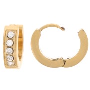 Créoles rondes 13 mm avec oxydes de zirconium - Acier Inox 304L Doré x2|raw }}