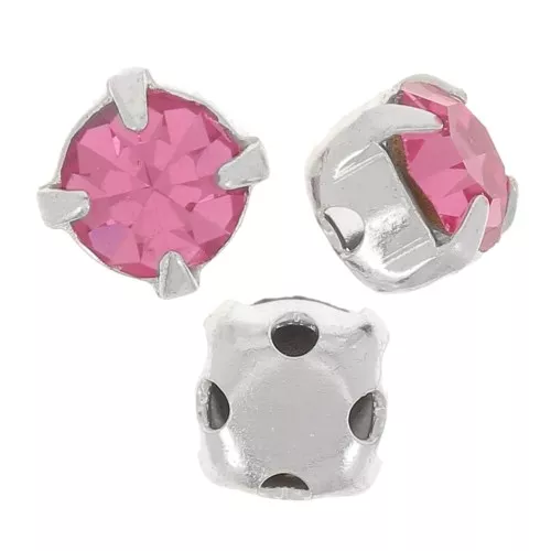 Chatons montés 4 mm Rose x10