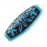 Olive décor antique 29 mm Turquoise/Noir x1