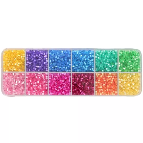 Assortiment de perles triangles Preciosa Ornela 2.5x2.5 mm - - Silver Lined x200g