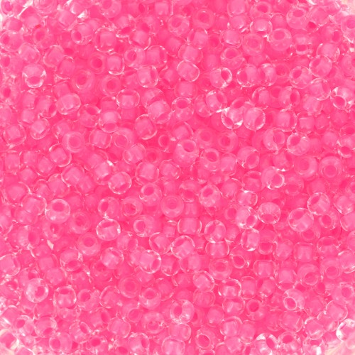 Perles rocailles Preciosa 11/0 2 mm - Crystal Neon Pink Lined x20g