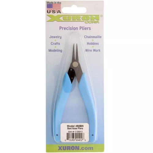 Pince à bijoux bec coudé à ressort 13 cm Xuron 450BN - Bleu clair x1