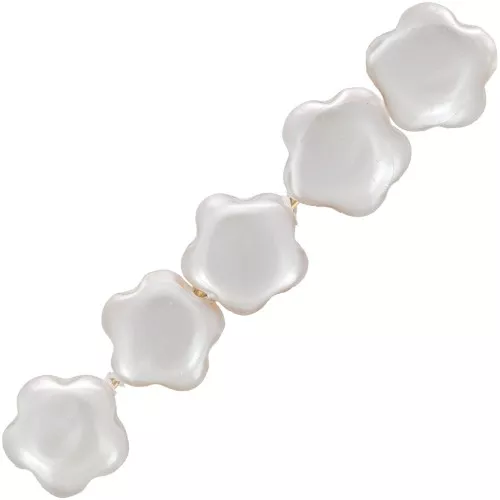 Perles fleur 6 mm en nacre - Naturel x4