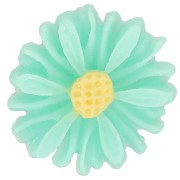 Cabochon fleur en résine 13 mm - Turquoise - Jaune x1|raw }}