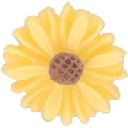 Cabochon fleur en résine 13 mm - Jaune - Marron x1