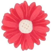Cabochon fleur en résine 13 mm - Rouge - Blanc x1