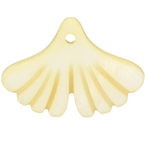 Sequin feuille de ginkgo 12x17 mm en nacre teintée - Jaune clair x1