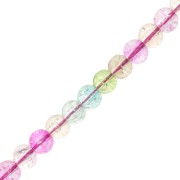 Perles en verres rondes 6.5 mm - Cracked Beads - Multicolore x38cm|raw }}