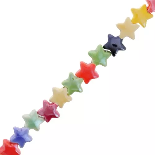 Perles étoiles en céramique 14 mm - Multicolore x29cm