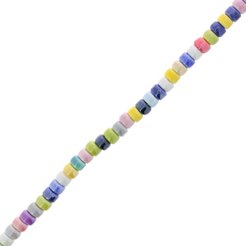 Perles Heishi rondelles en céramique 6.5x4 mm - Multicolore x28cm