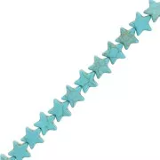 Perles étoile 15 mm imitation pierre gemme teintée Howlite - Turquoise x38cm