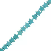 Perles étoile 12 mm imitation pierre gemme teintée Howlite - Turquoise x37cm