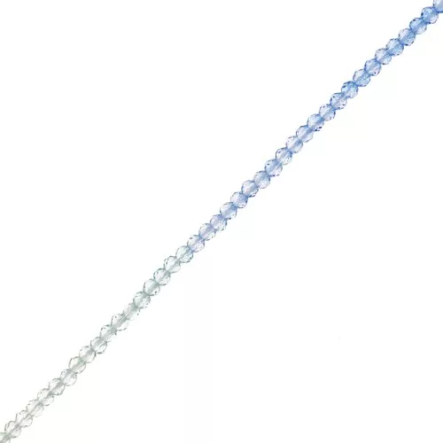 Perles rondes facettées 2 mm - Tie and dye - Bleu - Transparent x36cm