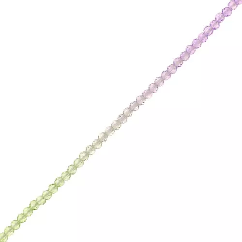 Perles rondes facettées 2 mm - Tie and dye - Lilas - Vert - Crystal x37cm