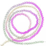 Perles rondes facettées 2 mm - Tie and dye - Beige - Fuchsia - Vert x36cm
