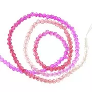 Perles rondes facettées 3 mm - Tie and dye - Fuchsia - Rouge - Nude x37cm
