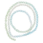 Perles rondes facettées 3 mm - Tie and dye - Vert clair - Bleu - Crystal x35cm