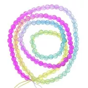 Perles rondes facettées 3 mm - Tie and dye - Fuchsia - Bleu - Vert x37cm
