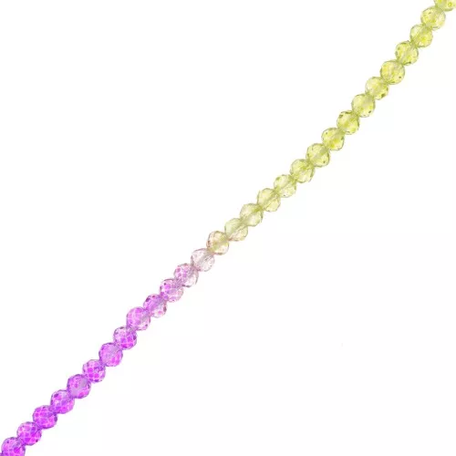 Perles rondes facettées 3 mm - Tie and dye - Violet - Vert - Nude x36cm