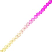 Perles rondes facettées 4 mm - Tie and dye - Fuchsia - Rose - Jaune x35cm|raw }}