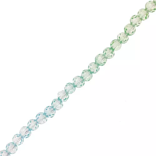 Perles rondes facettées 4 mm - Tie and dye - Bleu - Vert clair x35cm