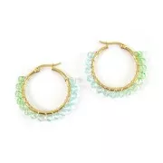 Perles rondes facettées 4 mm - Tie and dye - Bleu - Vert clair x35cm