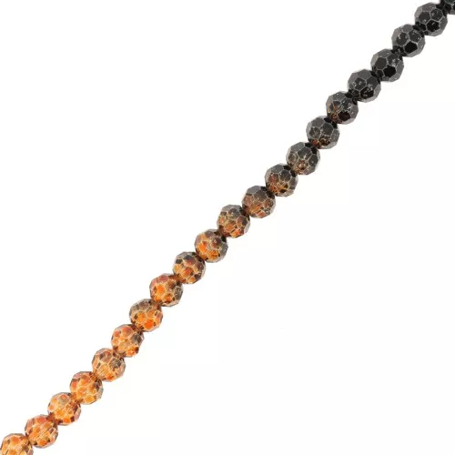 Perles rondes facettées 4 mm - Tie and dye - Noir - Marron x37cm