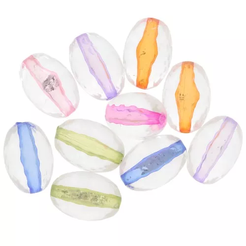 Assortiment perles olive facettées 14x10 mm - Transparent - Multicolore x10