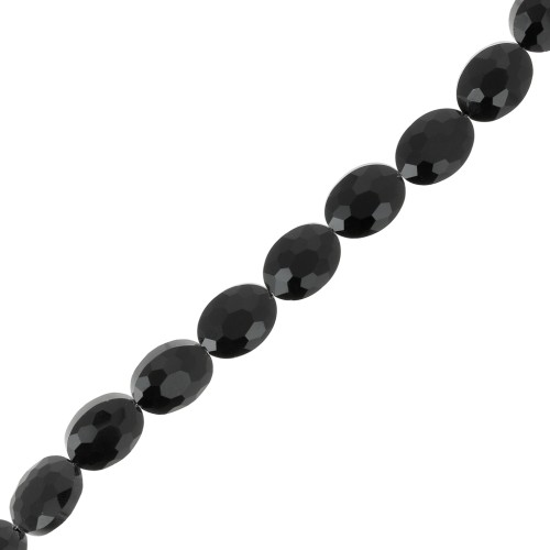 Perles ovales facettées 16x12 mm en verre - Jet x32cm