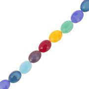 Perles ovales facettées 16x12 mm en verre - Multicolore x38cm