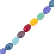 Perles ovales facettées 16x12 mm en verre - Multicolore x38cm