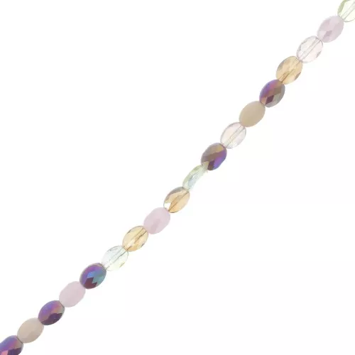 Perles ovales facettées 8x6 mm en verre - Mix Rose - Lilas x58cm