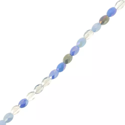 Perles ovales facettées 8x6 mm en verre - Mix Bleu - Gris x58cm