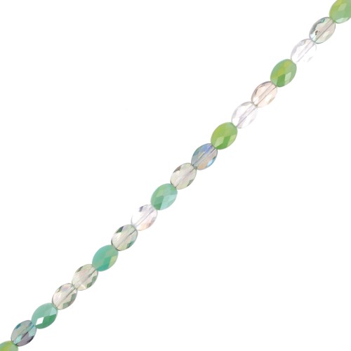 Perles ovales facettées 8x6 mm en verre - Mix Vert - Crystal x58cm