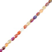 Perles ovales facettées 8x6 mm en verre - Mix Rouge - Orange x56cm|raw }}