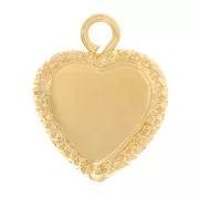 Breloque coeur 9.5x8 mm avec petites boules - Gold filled (or laminé) x1