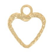 Mini breloque coeur évidé 8x7 mm effet corde - Gold filled (or laminé) x1|raw }}